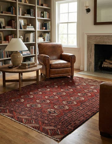 4' 4 x 5' 5 Hand Knotted Bokhara Oriental Wool Rug