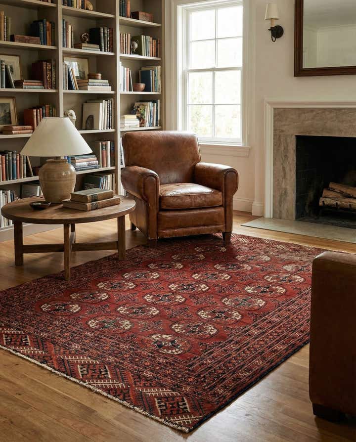 4' 4 x 5' 5 Hand Knotted Bokhara Oriental Wool Rug