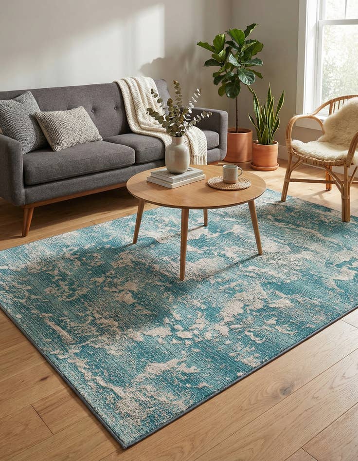 Detail image of  4' x 6'  Washable Modern Indoor / Outdoor Rug