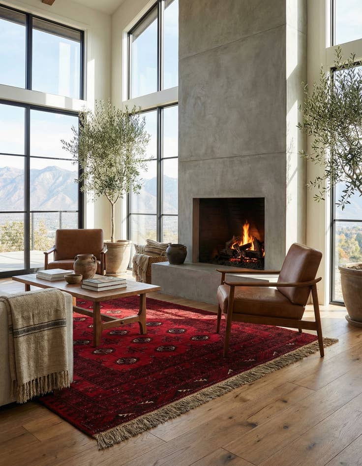 Detail image of 4' 2 x 6' 6  Hand Knotted Afghan Akhche Wool Rug