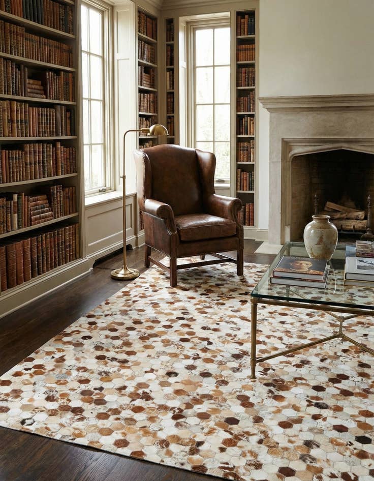 Detail image of  5' 1 x 8' Cowhide Leather Rug