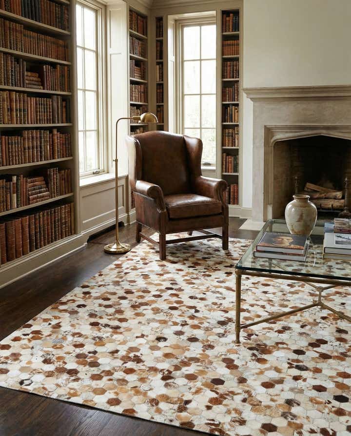 5' 1 x 8' Cowhide Leather Rug