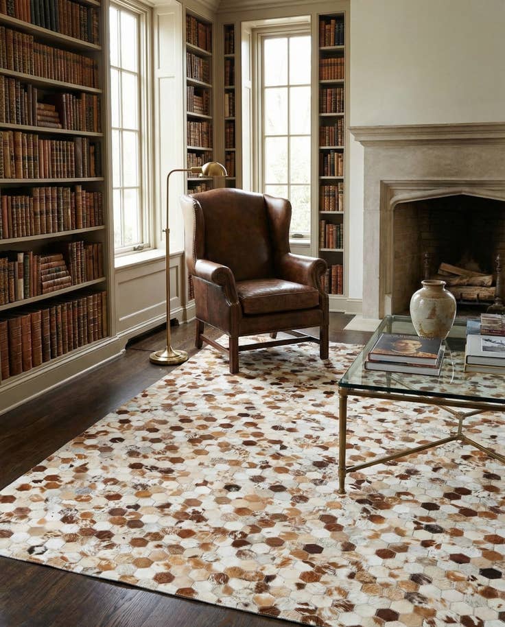 Detail image of 5' 1 x 8' Cowhide Leather Rug