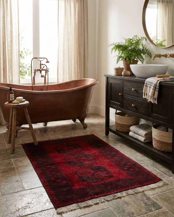 3' 9 x 4' 10 Hand Knotted Afghan Akhche Wool Rug