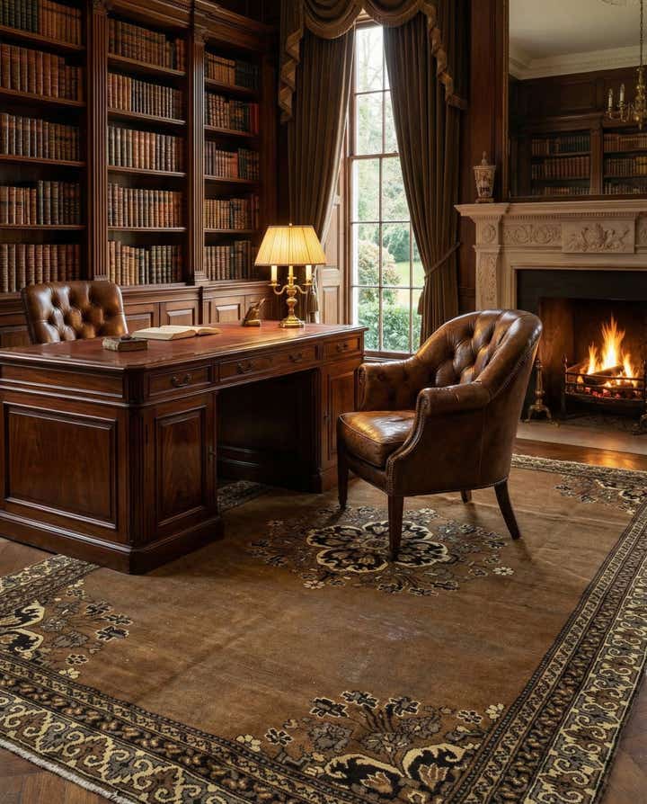 6' 2 x 9' 6 Hand Knotted Ferdos Persian Wool Rug