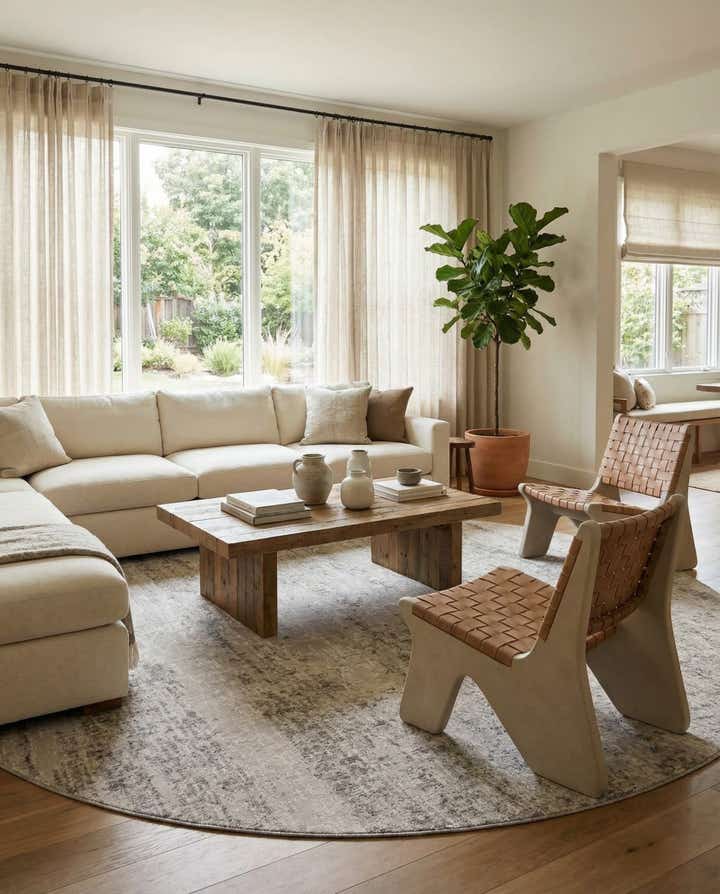 12' x 12' Easy-Clean Modern Indoor / Outdoor Round Rug