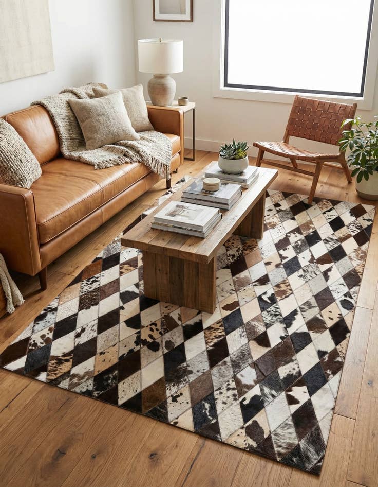 Detail image of  4' 1 x 5' 11 Cowhide Stocks Rug