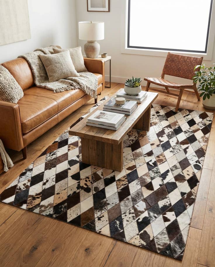 Detail image of 4' 1 x 5' 11 Cowhide Stocks Rug