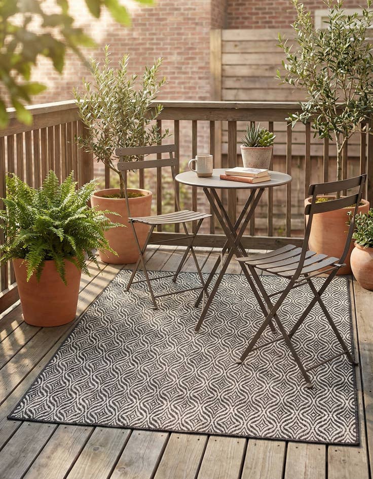 Detail image of 5' 3 x 5' 3  Washable Trellis Indoor / Outdoor Square Rug