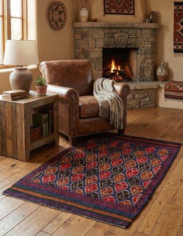 3' x 4' 4 Hand Knotted Balouch Persian Wool Rug