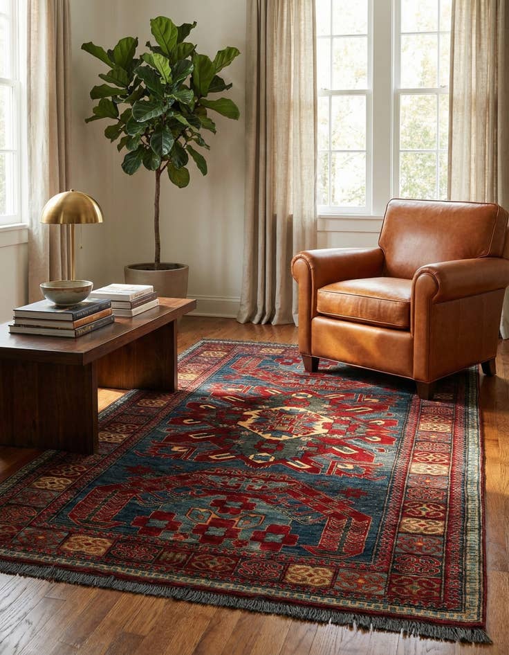 Detail image of  5' 2 x 8'  Hand Knotted Kazak Wool Rug