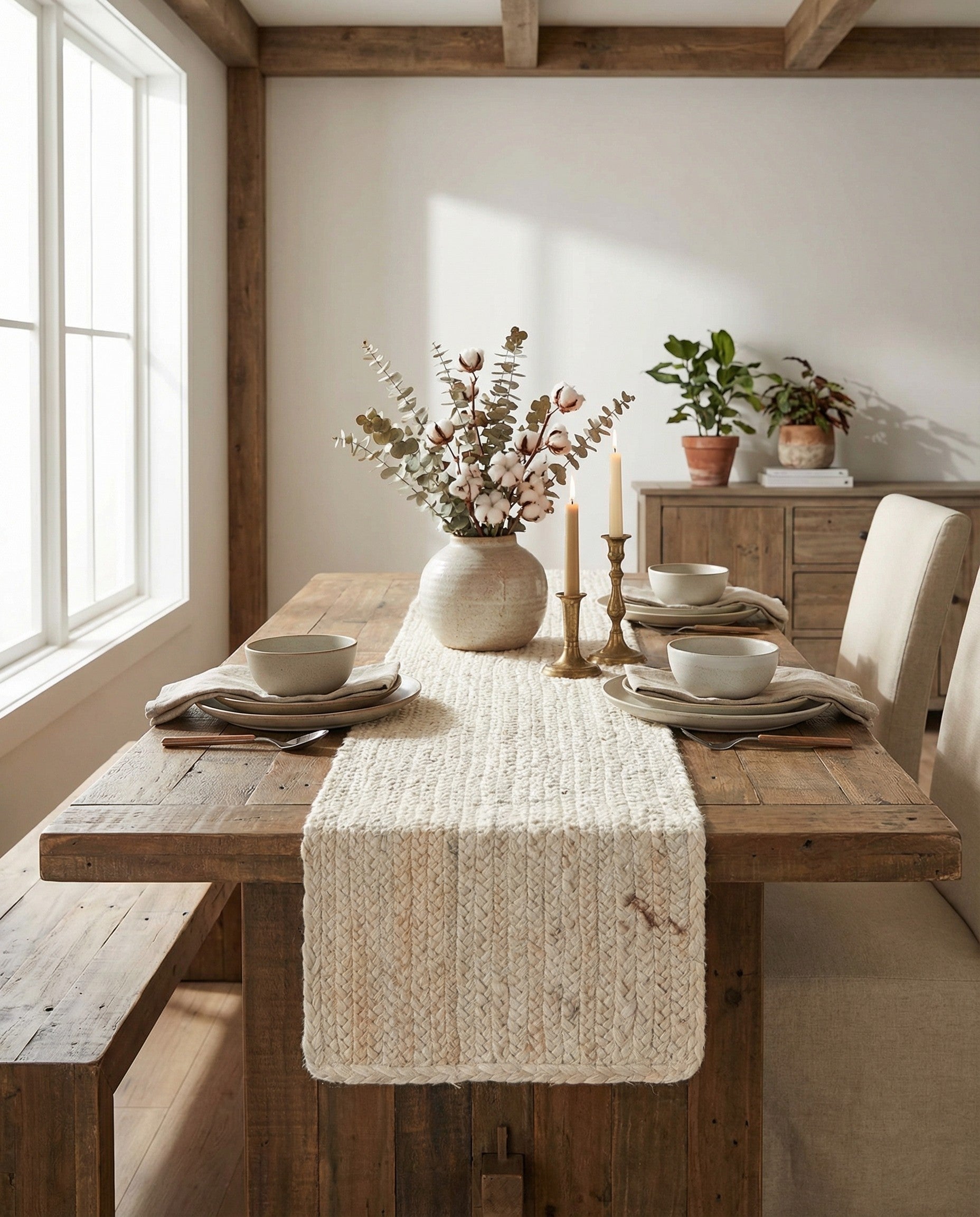  1' 2 x 6' 1  Hand Braided Jute Table Runner Rug