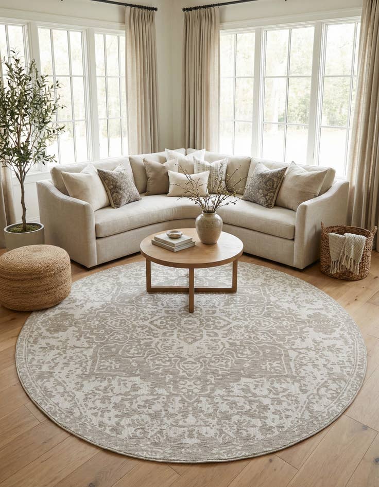 Detail image of 13' x 13' Easy-Clean Jill Zarin Dubai Indoor / Outdoor Round Rug