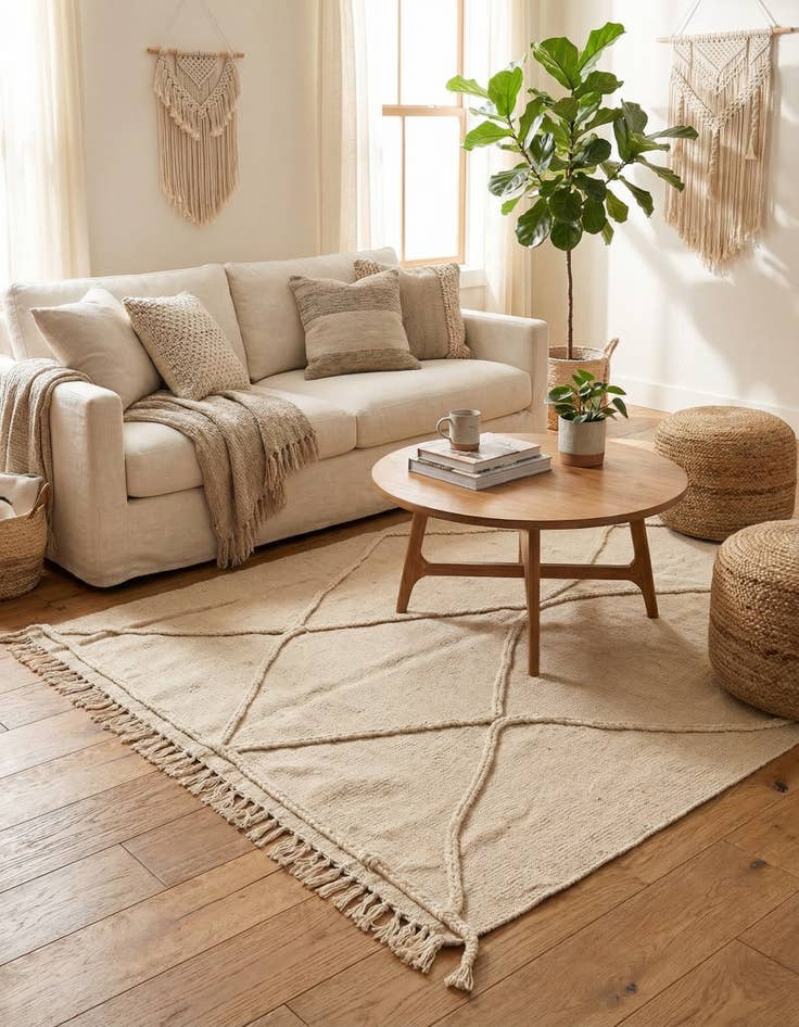 Detail image of  3' 5 x 5'  Hand Knotted Moroccan Wool Rug