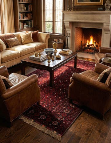 3' 6 x 6' 2 Hand Knotted Afghan Ersari Wool Rug