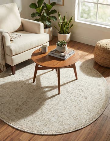 4' x 4' Easy-Clean Aztec Indoor / Outdoor Round Rug