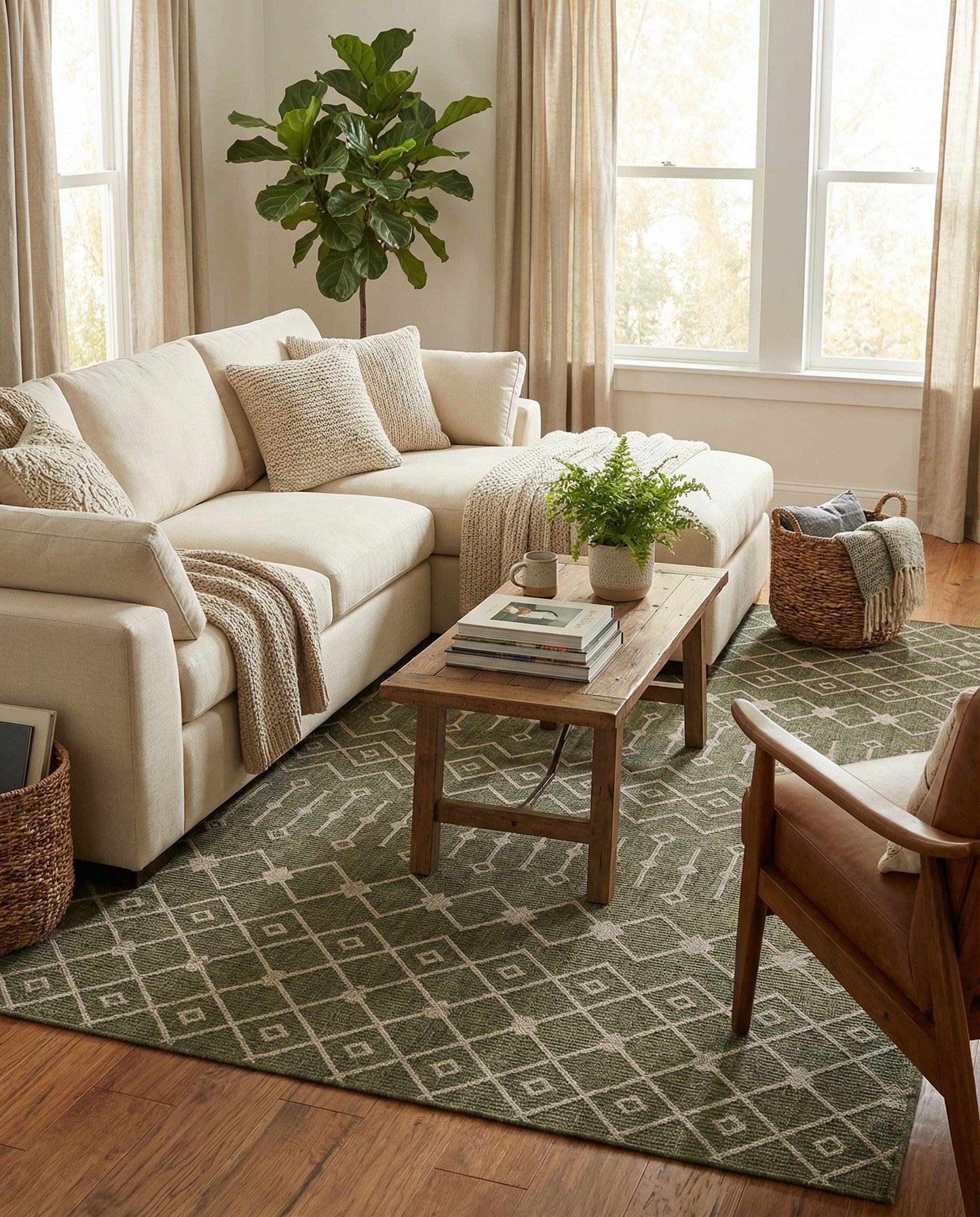  7' 10 x 10'  Washable Lattice Indoor / Outdoor Rug