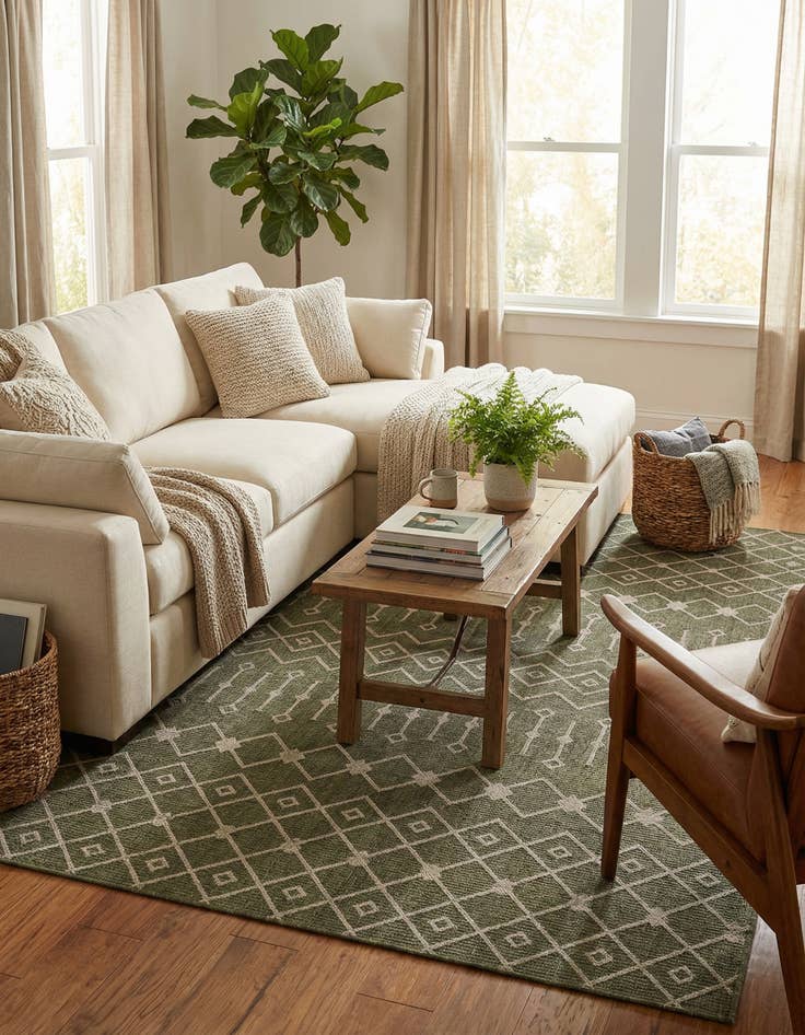 Detail image of  7' 10 x 10'  Washable Lattice Indoor / Outdoor Rug