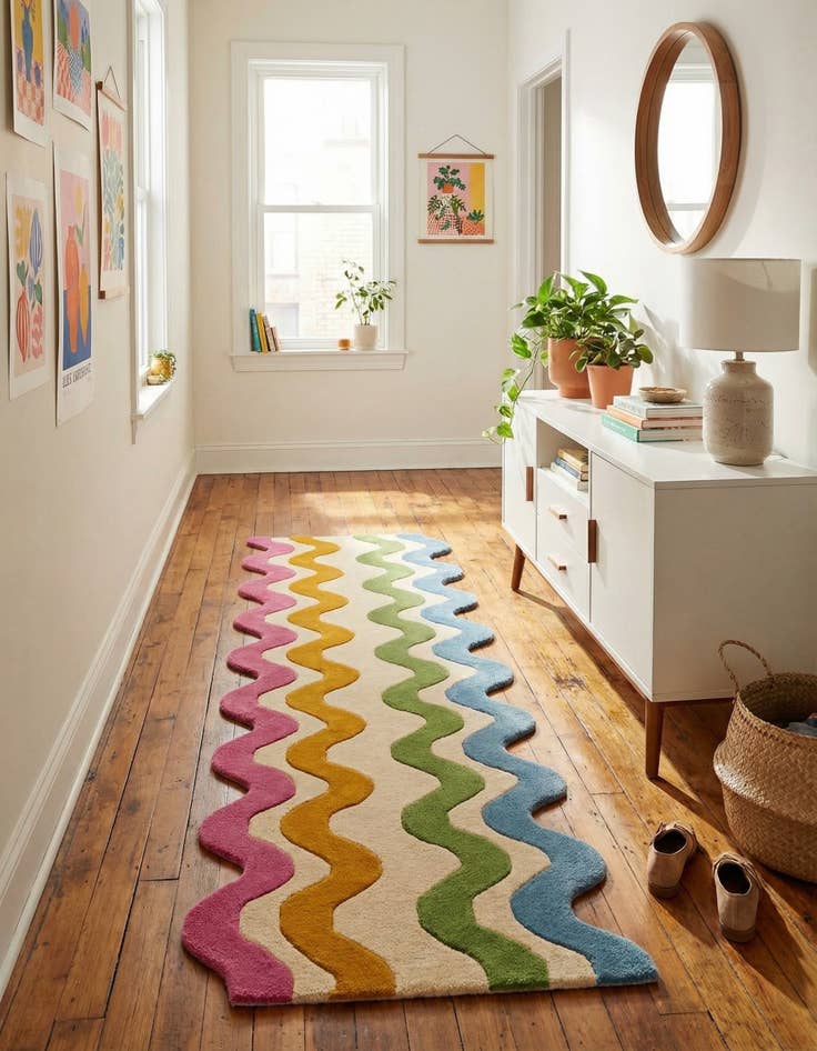 Detail image of  2' 7 x 8' Happy Rugs Wavy Wool Runner