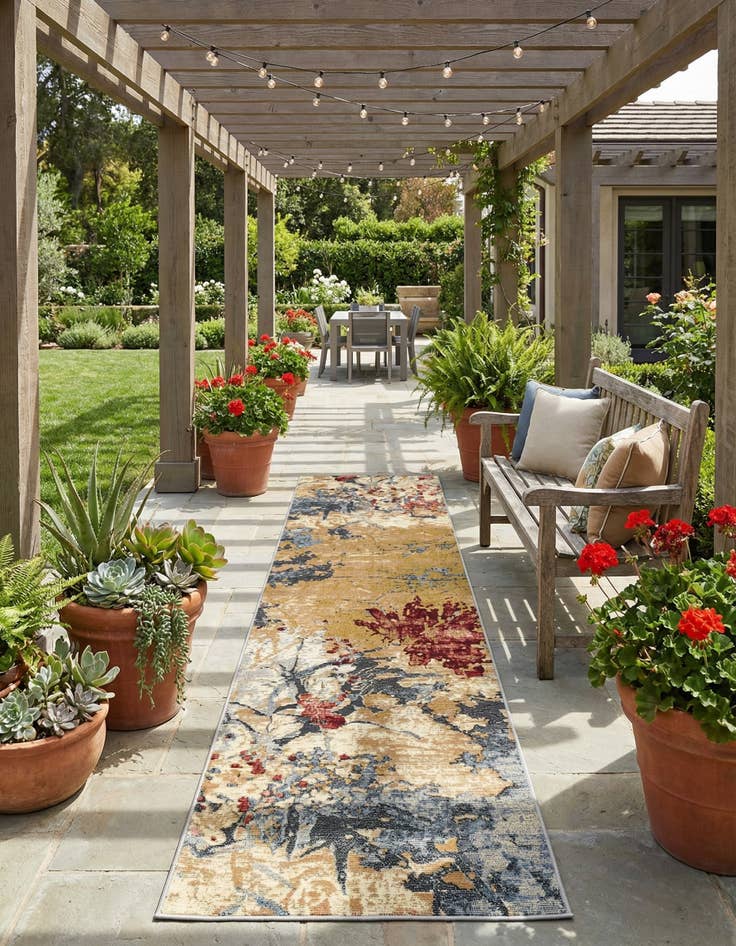 Detail image of 2' x 8'  Washable Modern Indoor / Outdoor Runner Rug