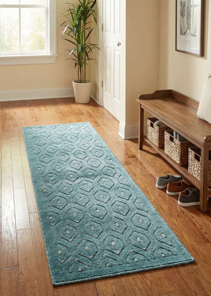 2' x 6' Easy-Clean Trellis Textured Indoor / Outdoor Runner Rug