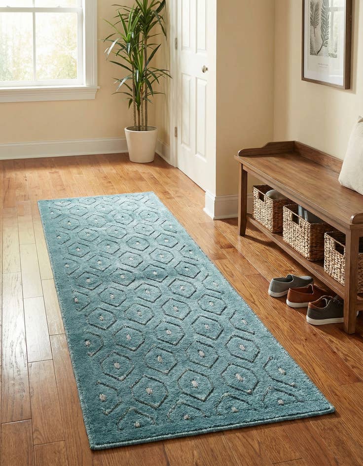 Detail image of  2' x 6'  Washable Trellis Textured Indoor / Outdoor Runner Rug