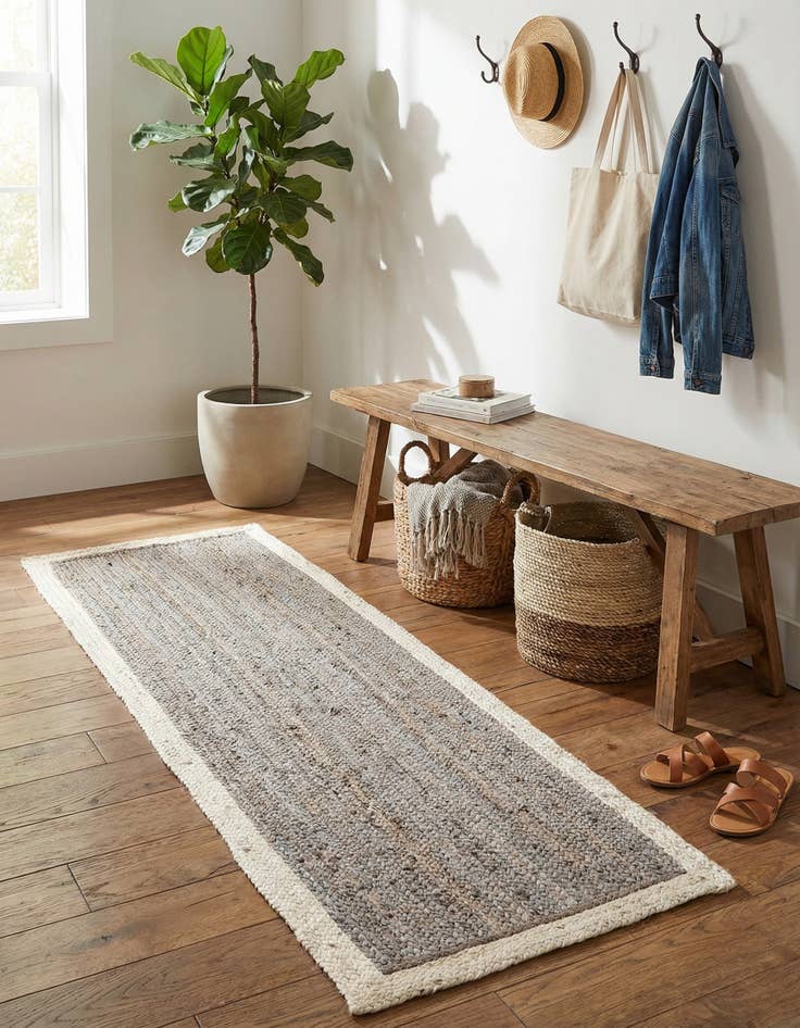 Detail image of 2' x 8' Handmade Braided Jute Runner Rug
