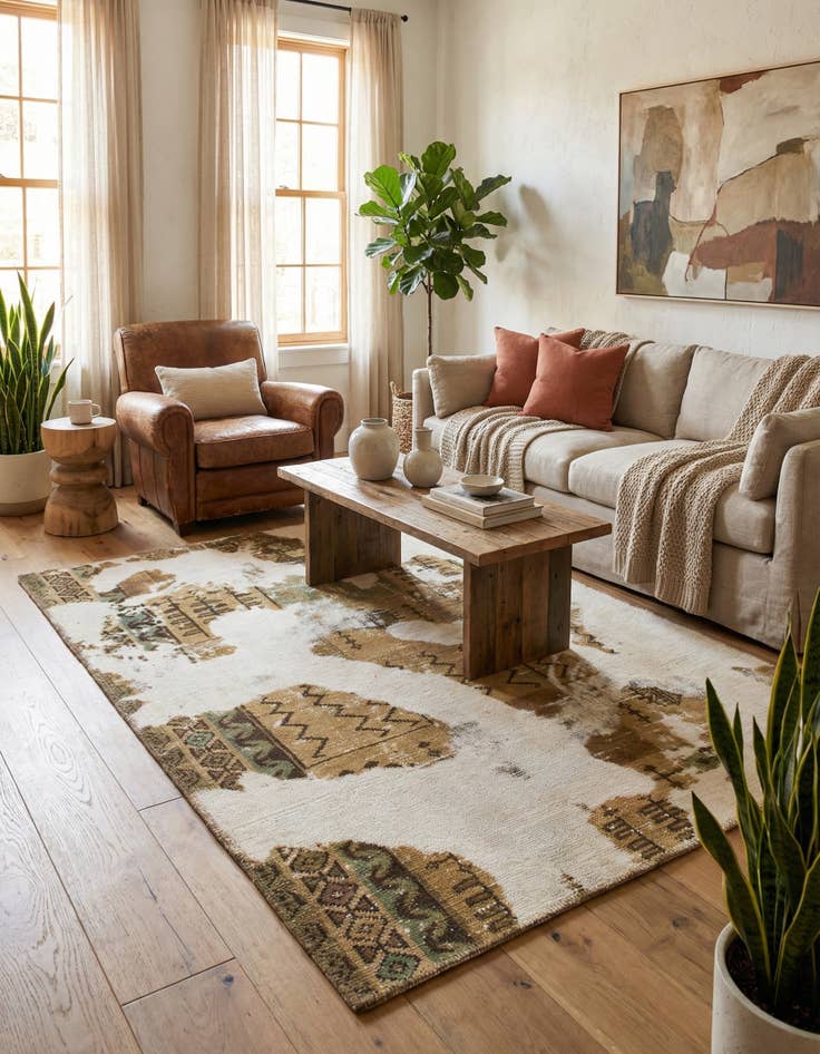 Detail image of  3' 8 x 4' 7  Hand Knotted Ultra Vintage Persian Wool Rug