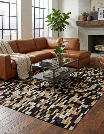 5' 1 x 7' 10 Cowhide Leather Rug
