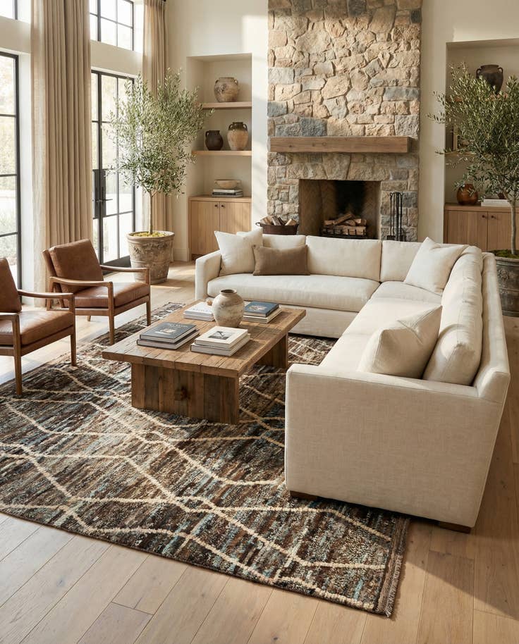 Detail image of 5' 11 x 7' 9 Hand Knotted Moroccan Wool Rug