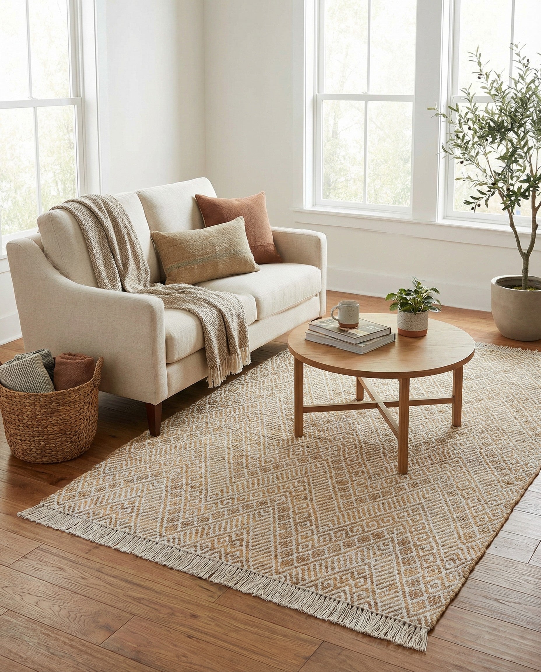  4' 1 x 6' 1  Hand Braided Jute Rug