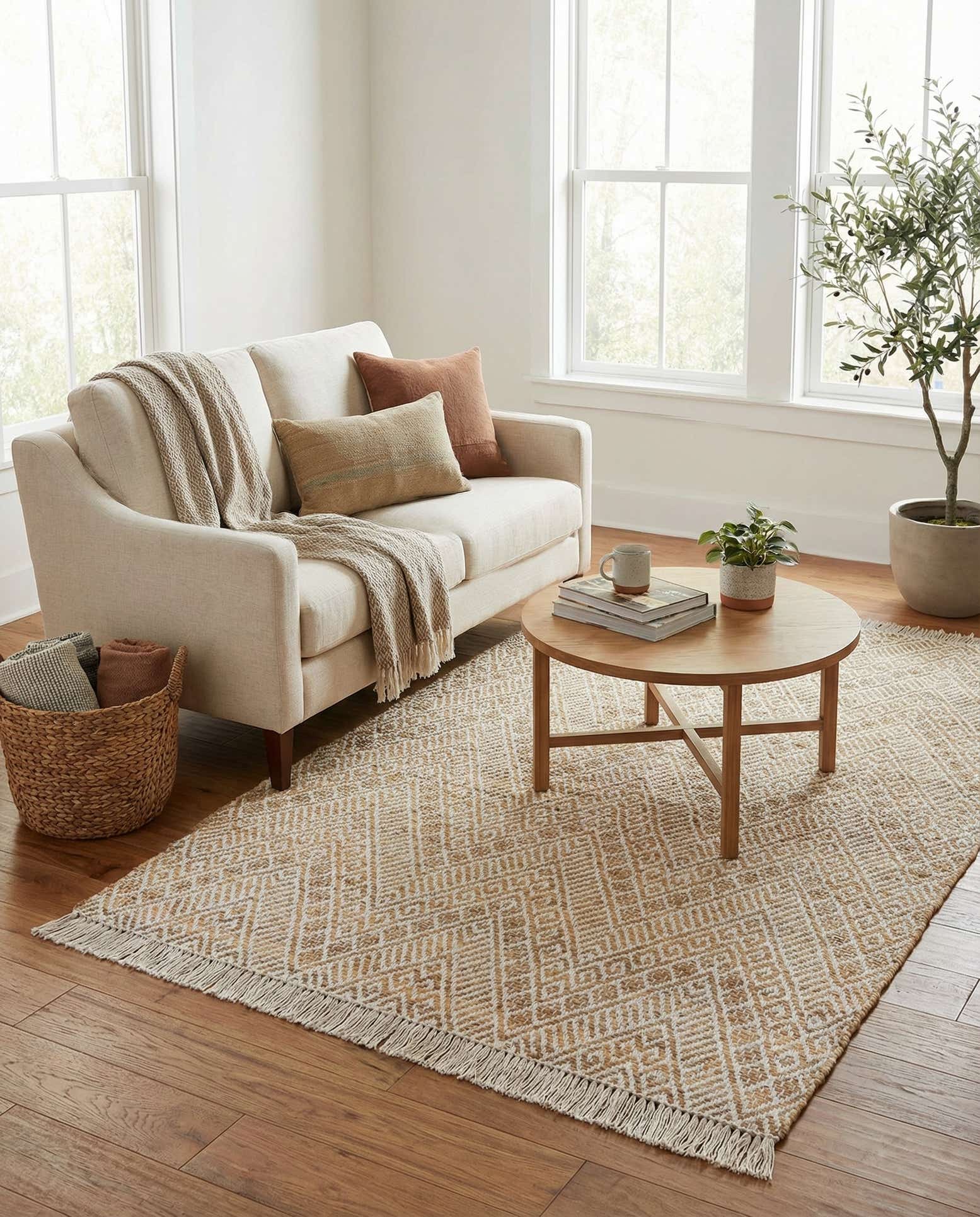 4' 1 x 6' 1 Handmade Braided Jute Rug