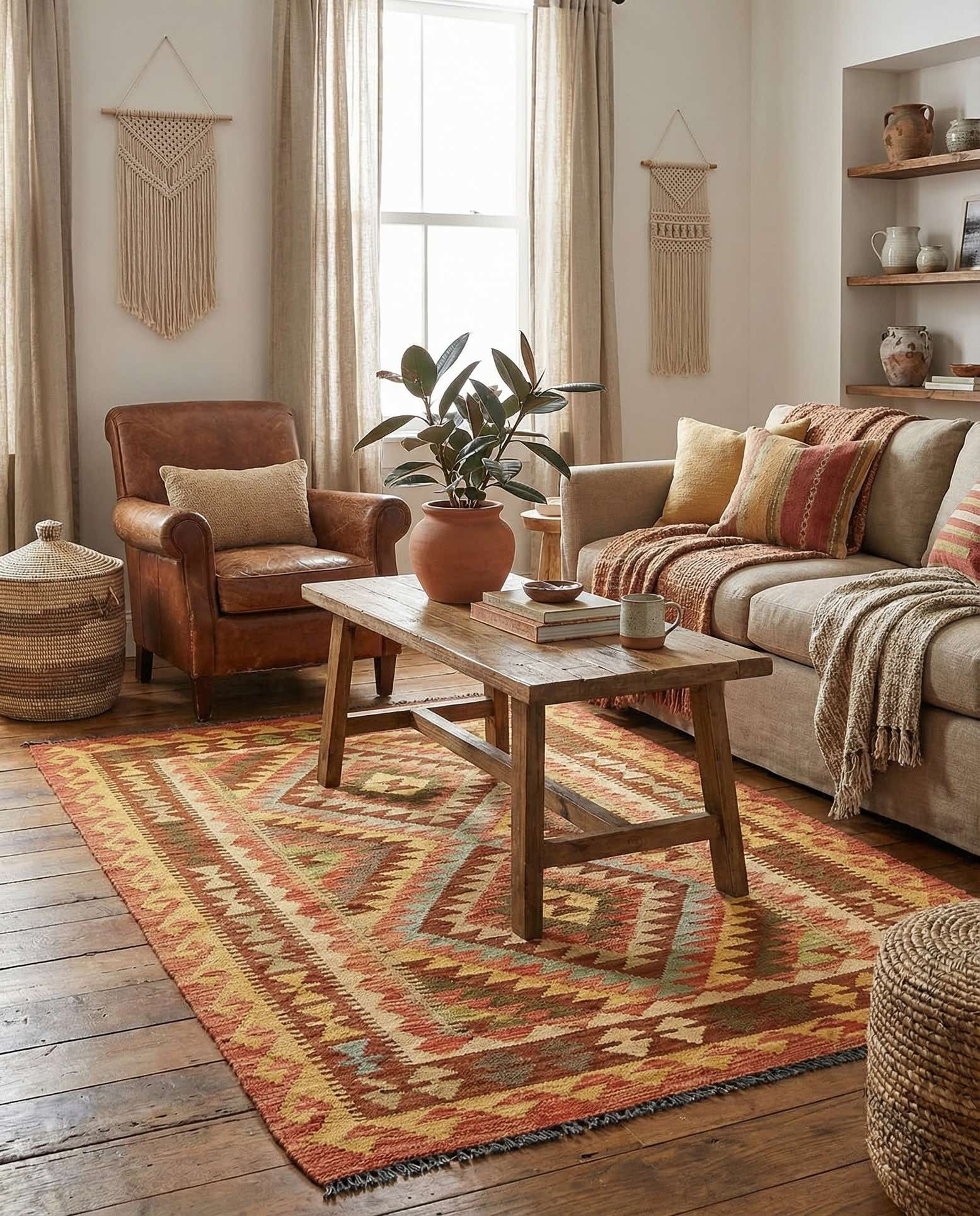 3' 6 x 5' Hand Woven Kilim Maymana Wool Rug
