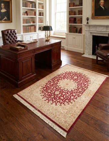 4' 4 x 6' 5 Ghom Silk Rug