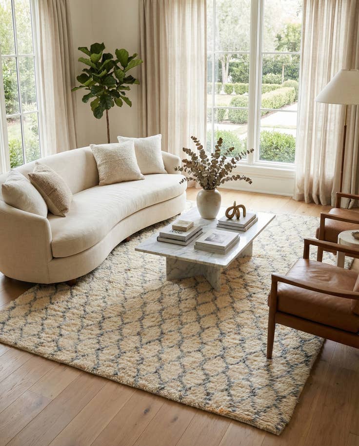 Detail image of 5' 3 x 7' 6 Hand Knotted Moroccan Wool Rug