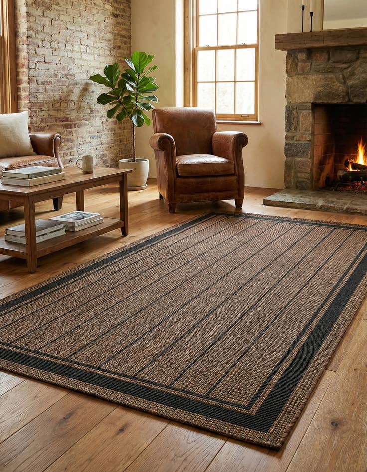Detail image of 6' x 9'  Washable Border Indoor / Outdoor Rug