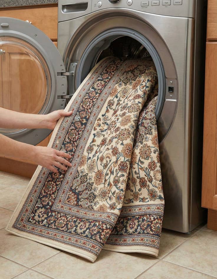 Detail image of 7' 10 x 7' 10  Washable Traditional Indoor / Outdoor Square Rug