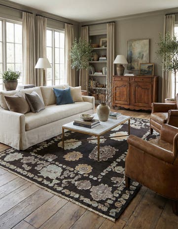 9' x 12' 5 Hand Knotted Oushak Wool Rug