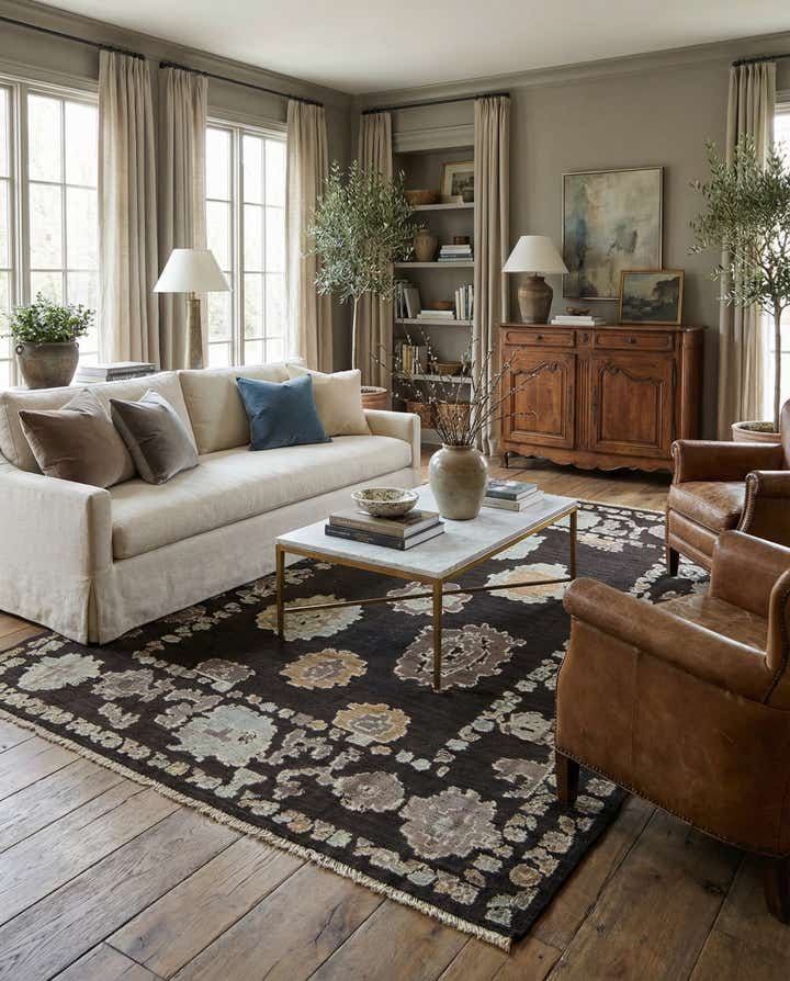 9' x 12' 5 Hand Knotted Oushak Wool Rug