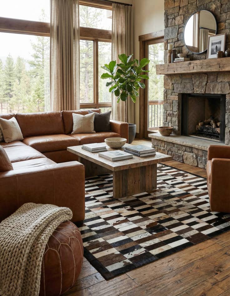 Detail image of  5' 3 x 8' 2 Cowhide - Patchwork Rug