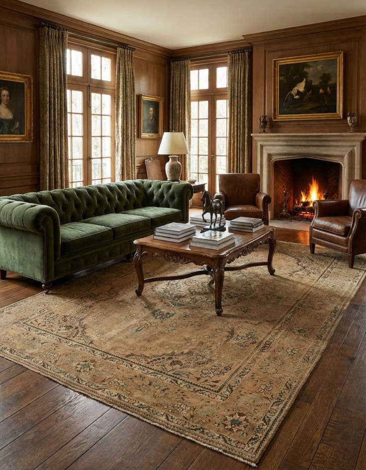 Detail image of 6' 8 x 9' 10  Hand Knotted Sarough Persian Wool Rug