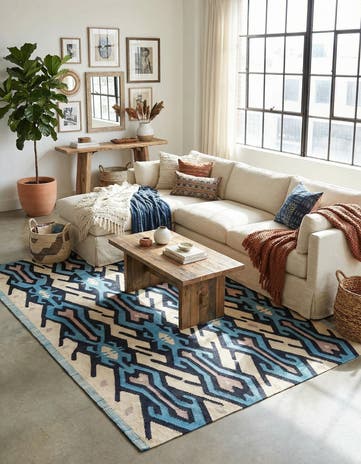 6' 2 x 8' Hand Woven Kilim Modern Wool Rug