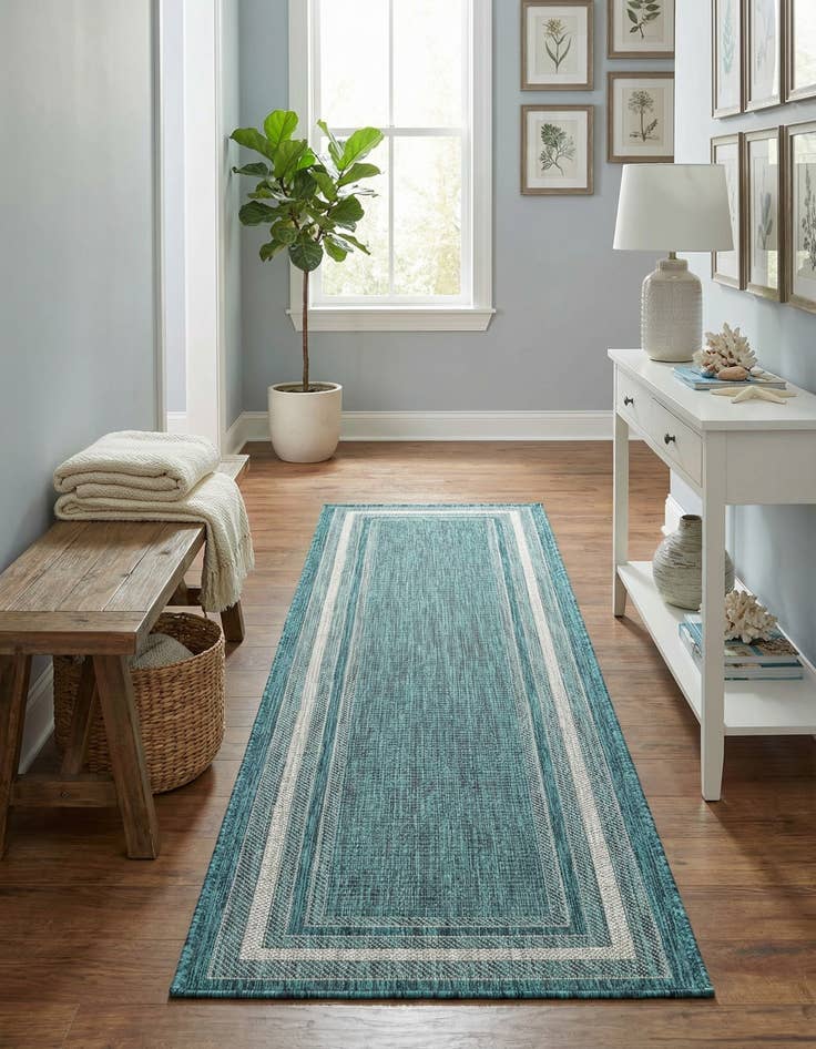 Detail image of 2' x 8' Easy-Clean Border Indoor / Outdoor Runner Rug