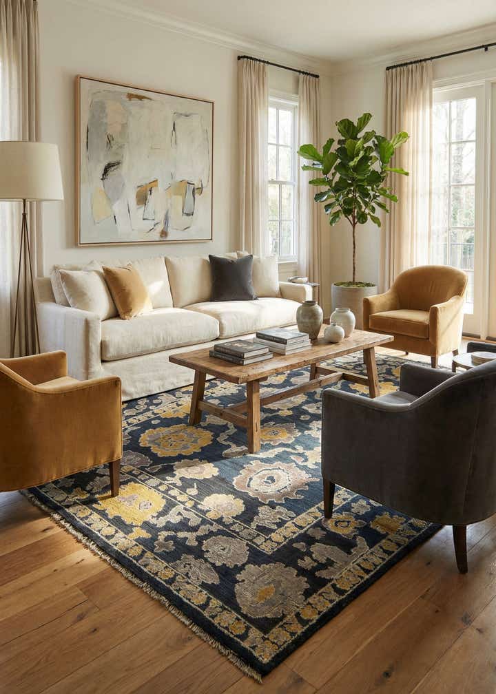 9' x 12' 6 Hand Knotted Oushak Wool Rug