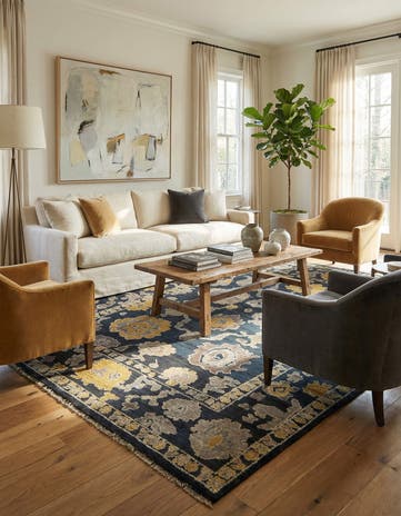 9' x 12' 6 Hand Knotted Oushak Wool Rug