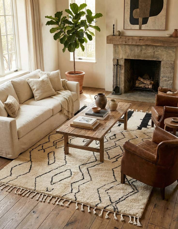 Detail image of 6' 3 x 9' 5  Hand Knotted Moroccan Wool Rug