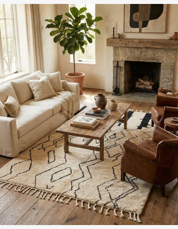 6' 3 x 9' 5 Hand Knotted Moroccan Wool Rug