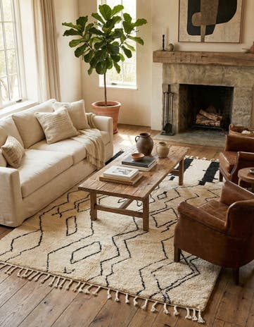 6' 3 x 9' 5 Hand Knotted Moroccan Wool Rug