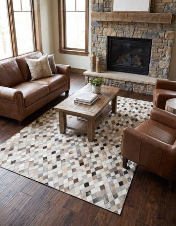 4' 7 x 6' 7 Cowhide Stocks Rug