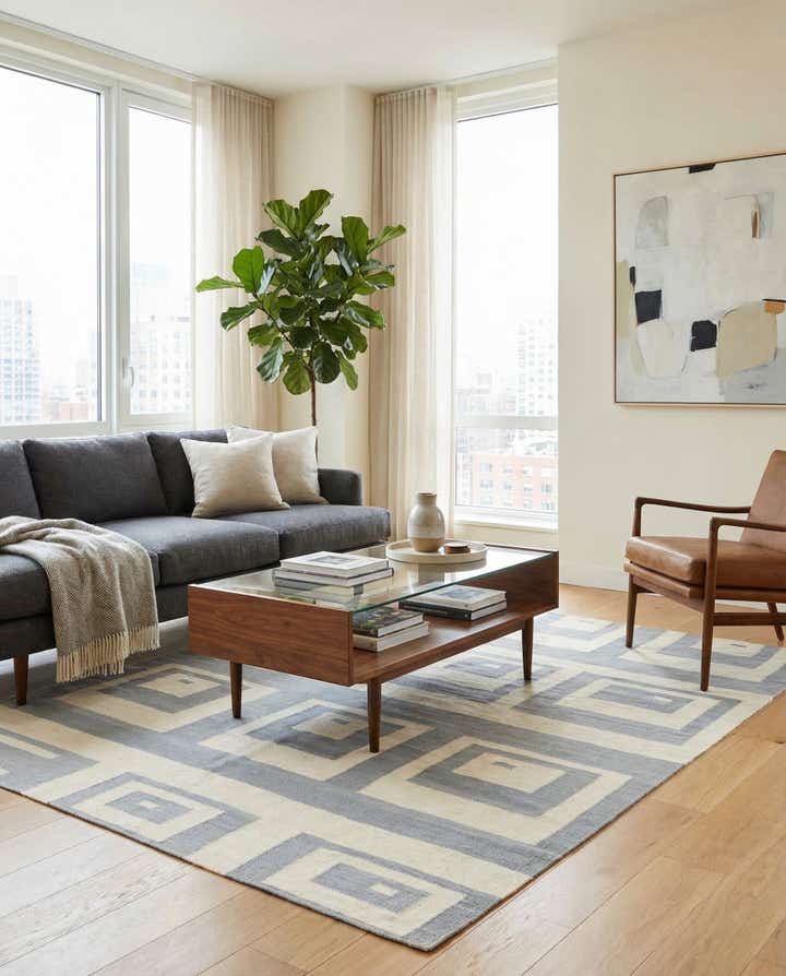 5' x 6' 6 Hand Woven Kilim Modern Wool Rug